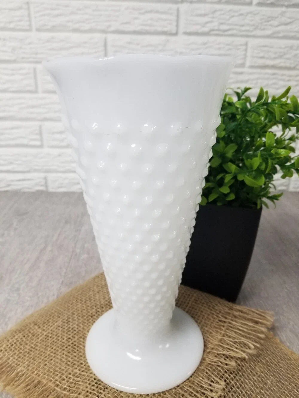 Vintage Anchor Hocking Milkglass Trumpet Vase
